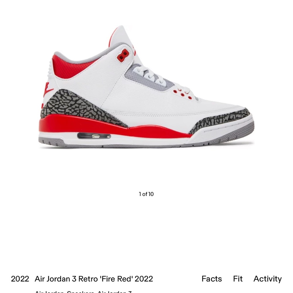 2022 air Jordan 3 retro 'fire red'